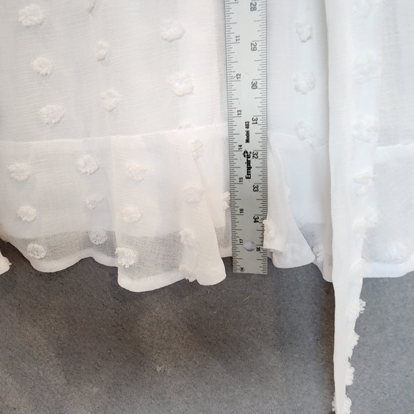 Motherhood Maternity White Swiss Dot Dress XL Ruffle Flutter Sleeve Baby Shower - Picture 10 of 12